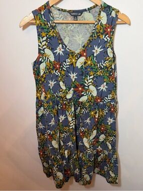 Toad&Co Marley Tiered Tank Dress Midnight Floral  Print Med Pockets Sleeveless